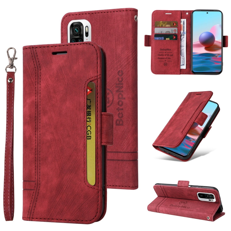 For Xiaomi Redmi Note 10 4G Indian BETOPNICE Dual-side Buckle Leather Phone Case
