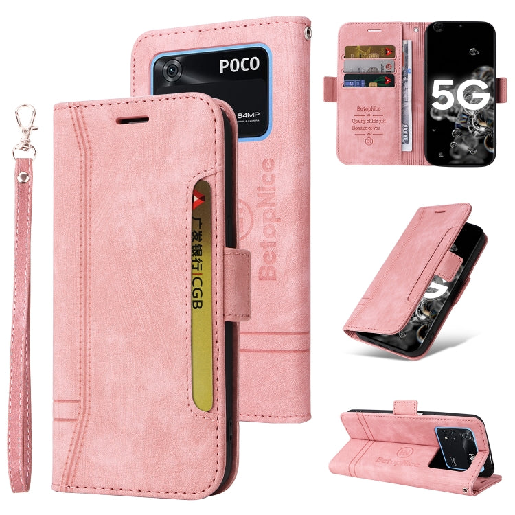 For Xiaomi Poco M4 Pro 4G BETOPNICE Dual-side Buckle Leather Phone Case
