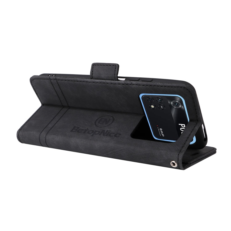 For Xiaomi Poco M4 Pro 4G BETOPNICE Dual-side Buckle Leather Phone Case