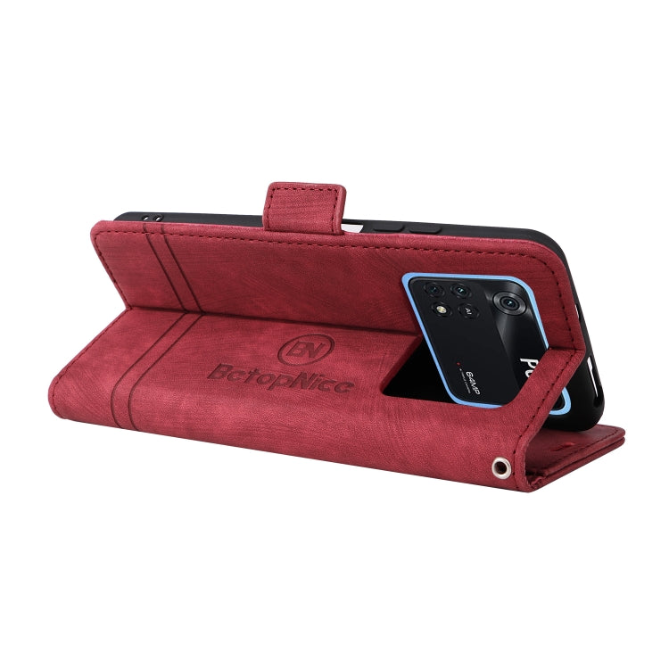 For Xiaomi Poco M4 Pro 4G BETOPNICE Dual-side Buckle Leather Phone Case