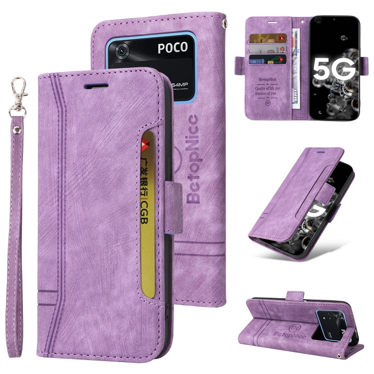 For Xiaomi Poco M4 Pro 4G BETOPNICE Dual-side Buckle Leather Phone Case