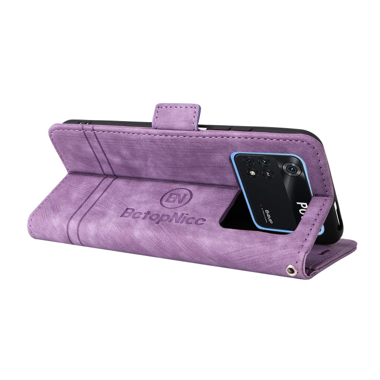 For Xiaomi Poco M4 Pro 4G BETOPNICE Dual-side Buckle Leather Phone Case