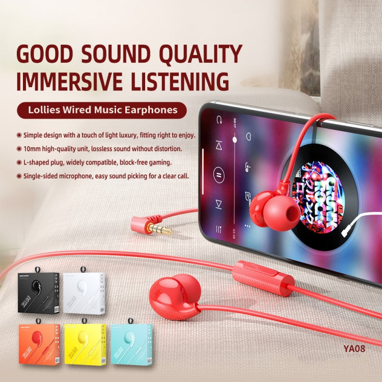 WEKOME YA08 3.5mm Candy Color Music Wired Earphone