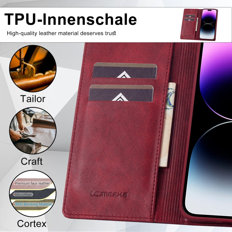 For iPhone 14 Pro LC.IMEEKE RFID Anti-theft Leather Phone Case