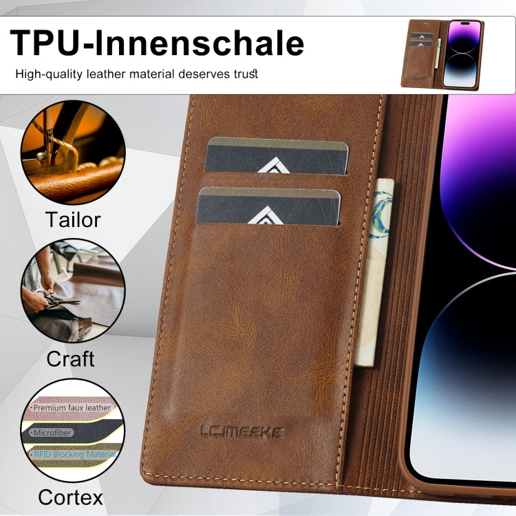 For iPhone 14 Pro LC.IMEEKE RFID Anti-theft Leather Phone Case