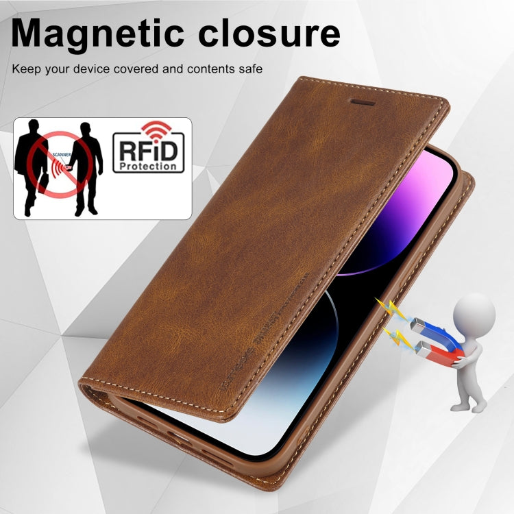 For iPhone 14 Pro LC.IMEEKE RFID Anti-theft Leather Phone Case
