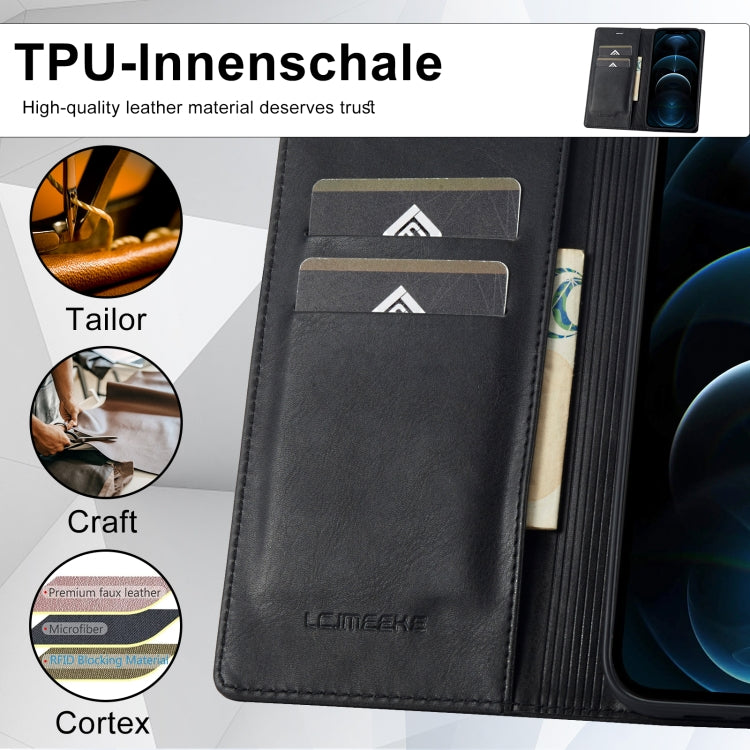 For iPhone 12 Pro Max LC.IMEEKE RFID Anti-theft Leather Phone Case