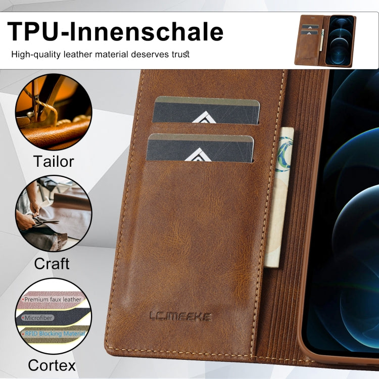 For iPhone 12 Pro Max LC.IMEEKE RFID Anti-theft Leather Phone Case