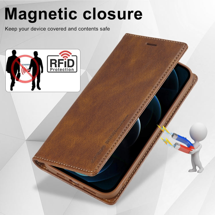 For iPhone 12 Pro Max LC.IMEEKE RFID Anti-theft Leather Phone Case