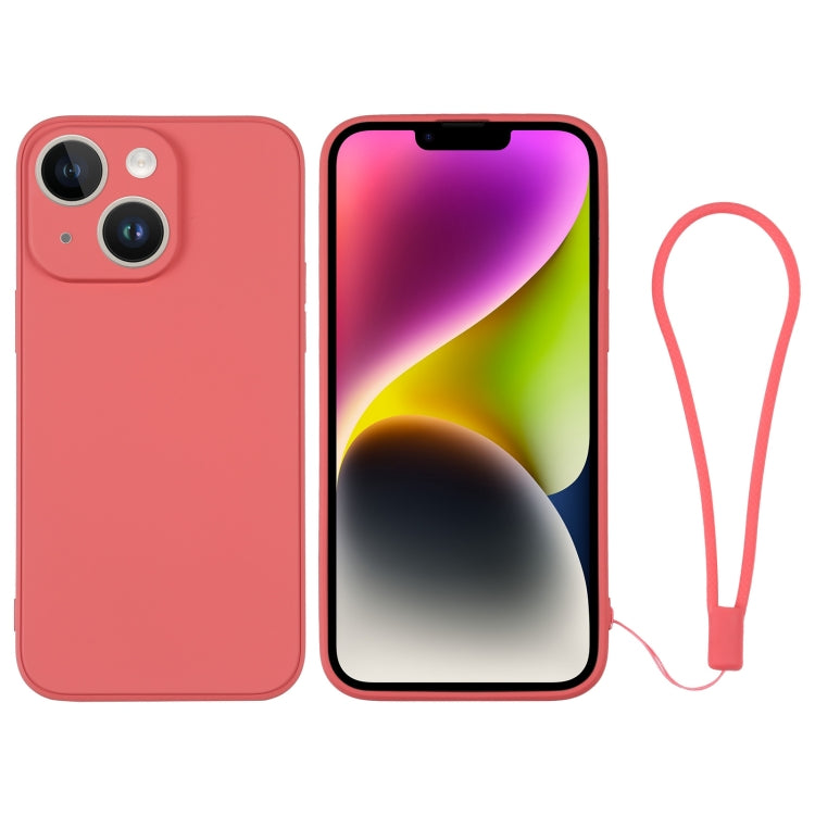 For iPhone 14 Silicone Phone Case with Wrist Strap
