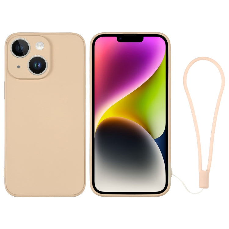 For iPhone 14 Silicone Phone Case with Wrist Strap