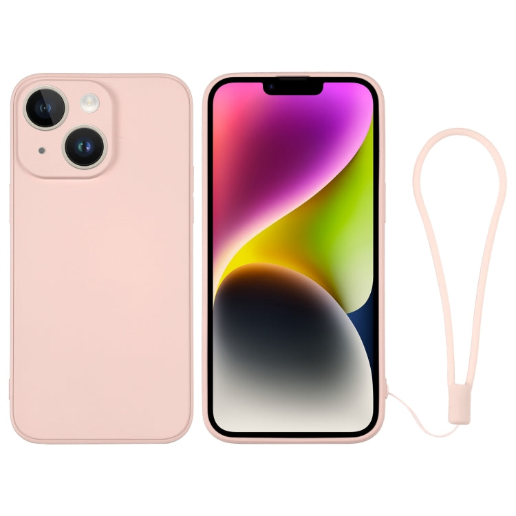 For iPhone 14 Silicone Phone Case with Wrist Strap