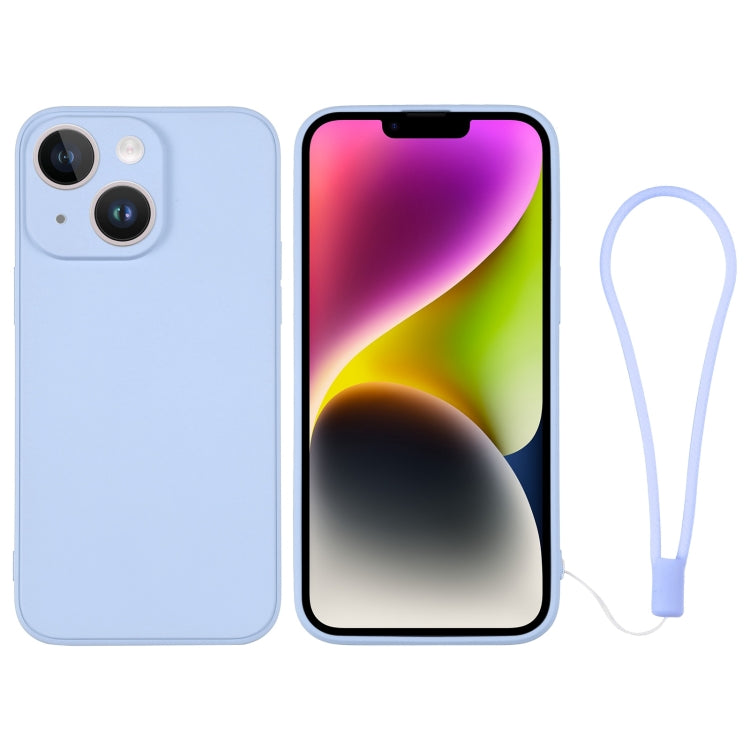For iPhone 14 Silicone Phone Case with Wrist Strap
