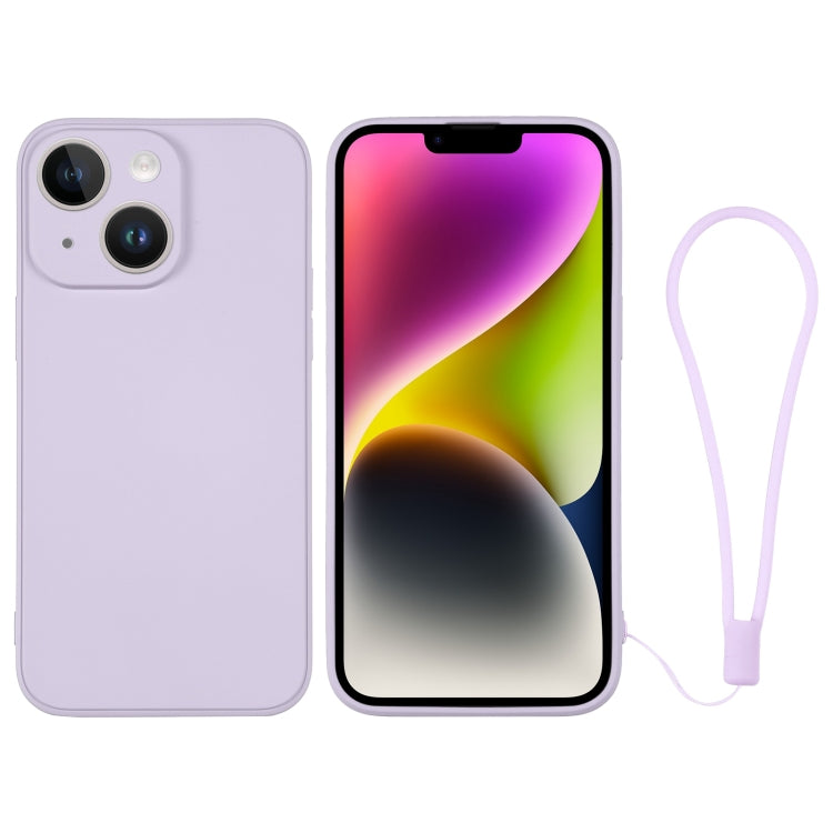 For iPhone 14 Silicone Phone Case with Wrist Strap