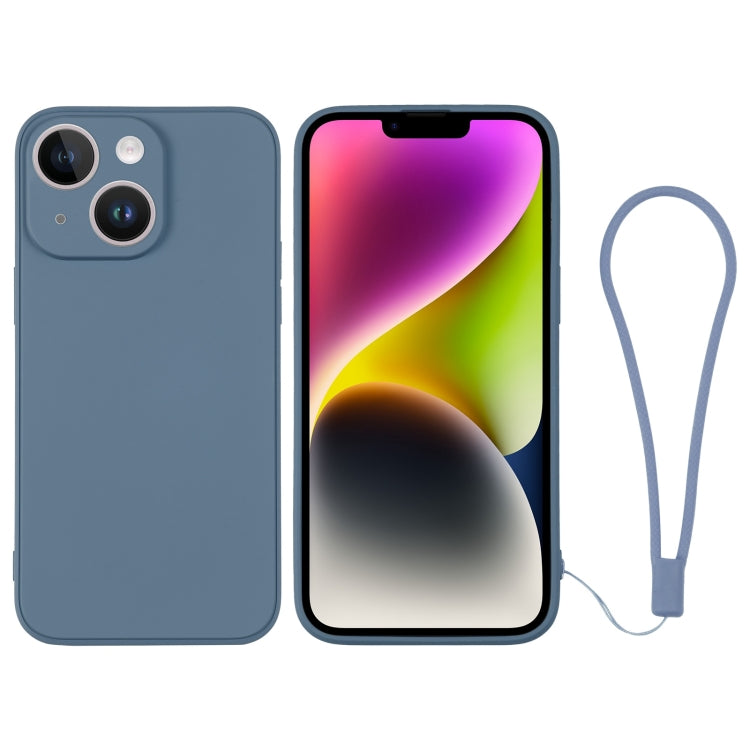 For iPhone 14 Silicone Phone Case with Wrist Strap