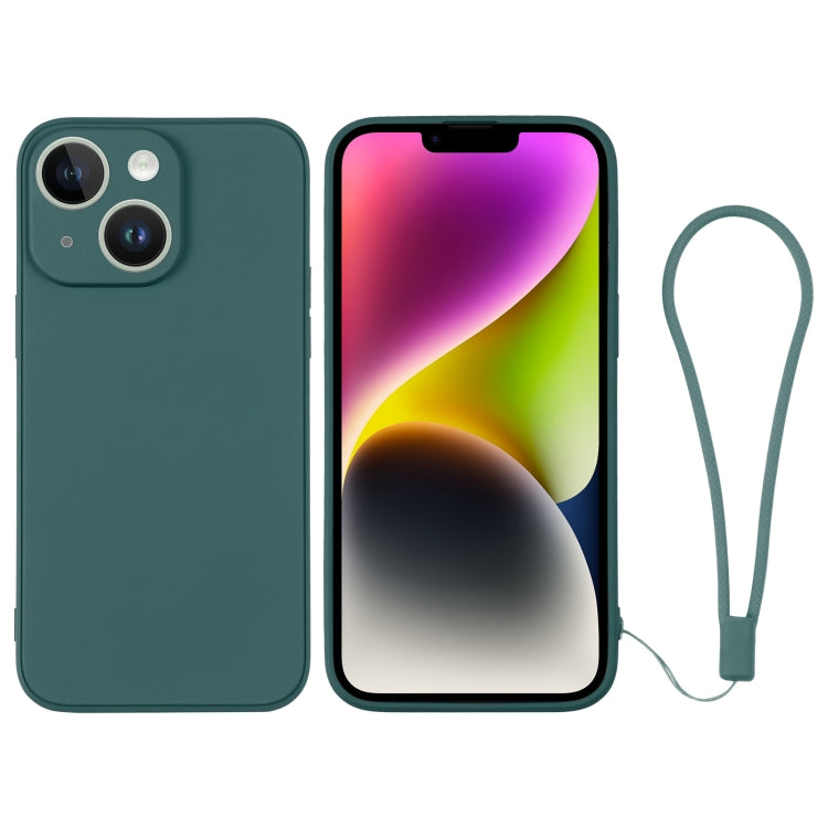 For iPhone 14 Silicone Phone Case with Wrist Strap