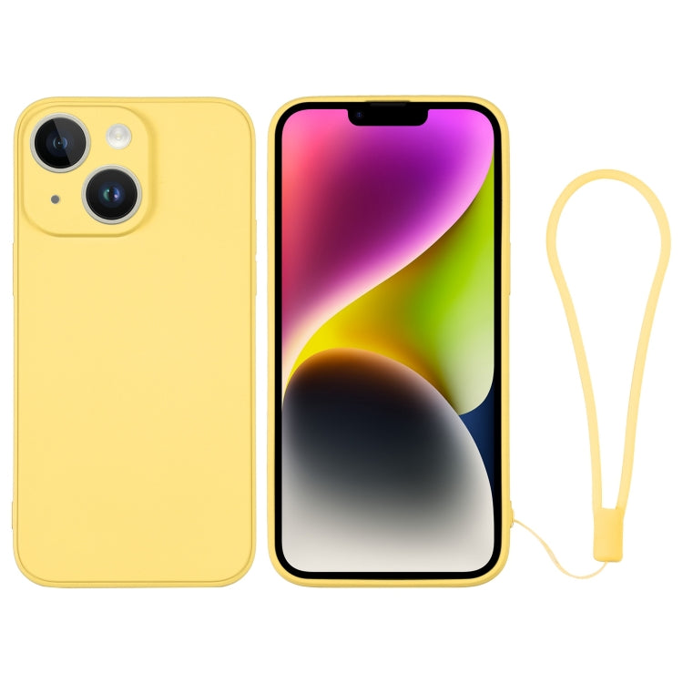 For iPhone 14 Plus Silicone Phone Case with Wrist Strap