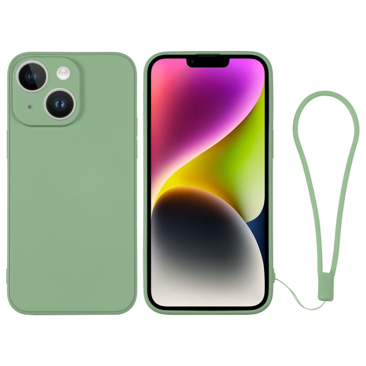 For iPhone 14 Plus Silicone Phone Case with Wrist Strap