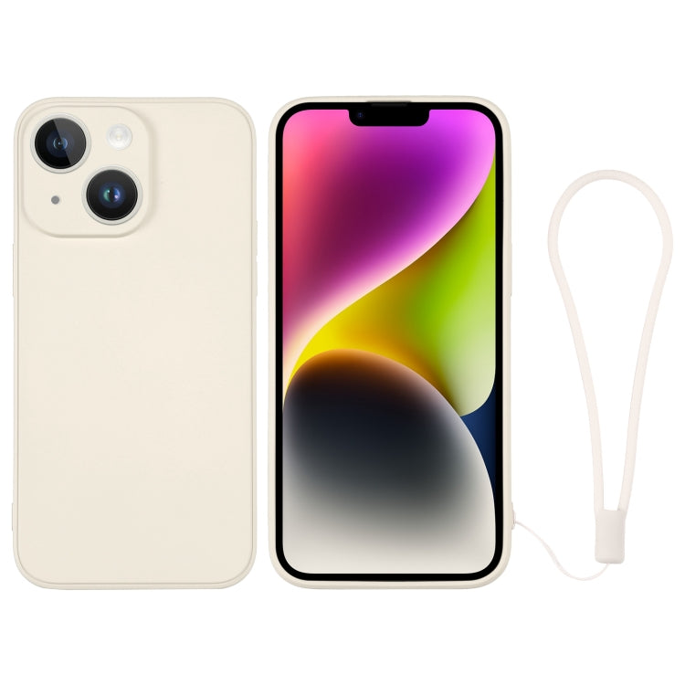For iPhone 14 Plus Silicone Phone Case with Wrist Strap