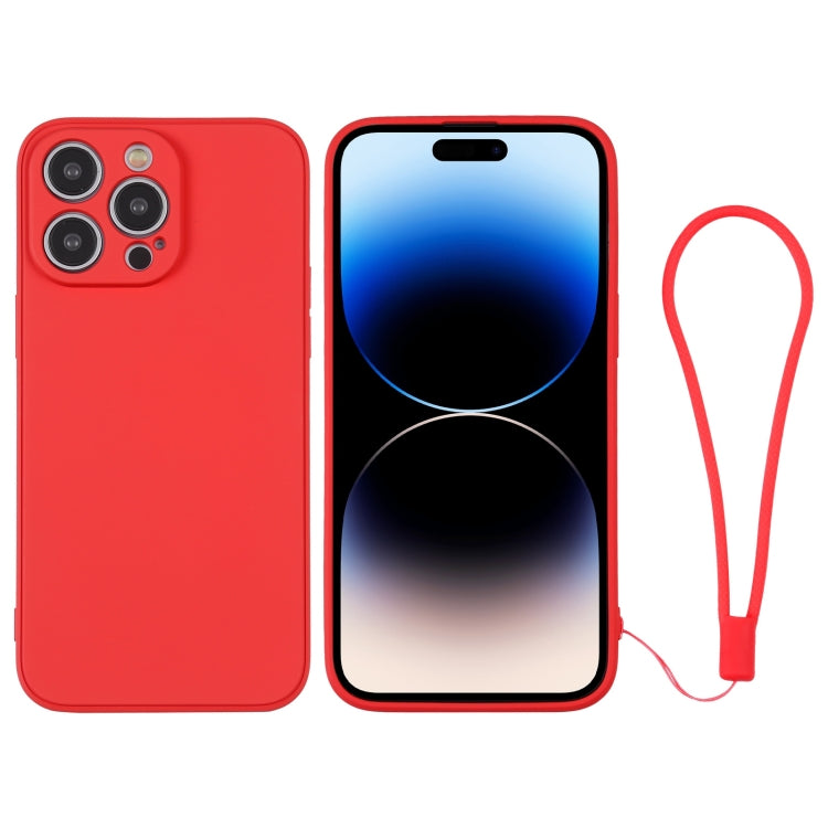 For iPhone 14 Pro Silicone Phone Case with Wrist Strap
