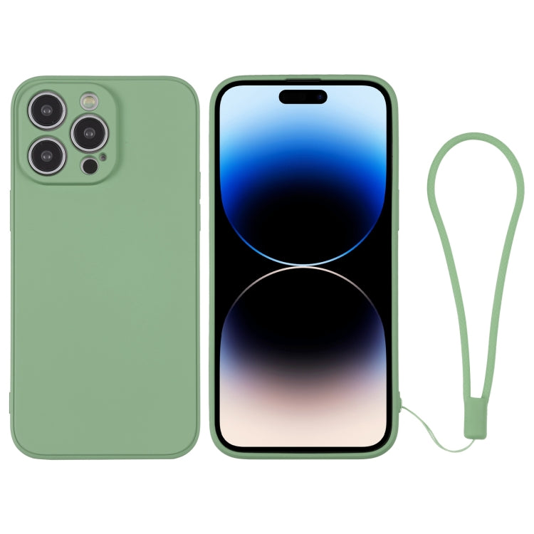 For iPhone 14 Pro Silicone Phone Case with Wrist Strap