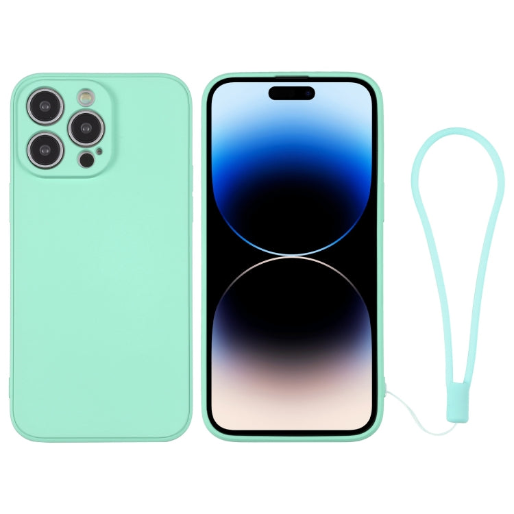 For iPhone 14 Pro Silicone Phone Case with Wrist Strap