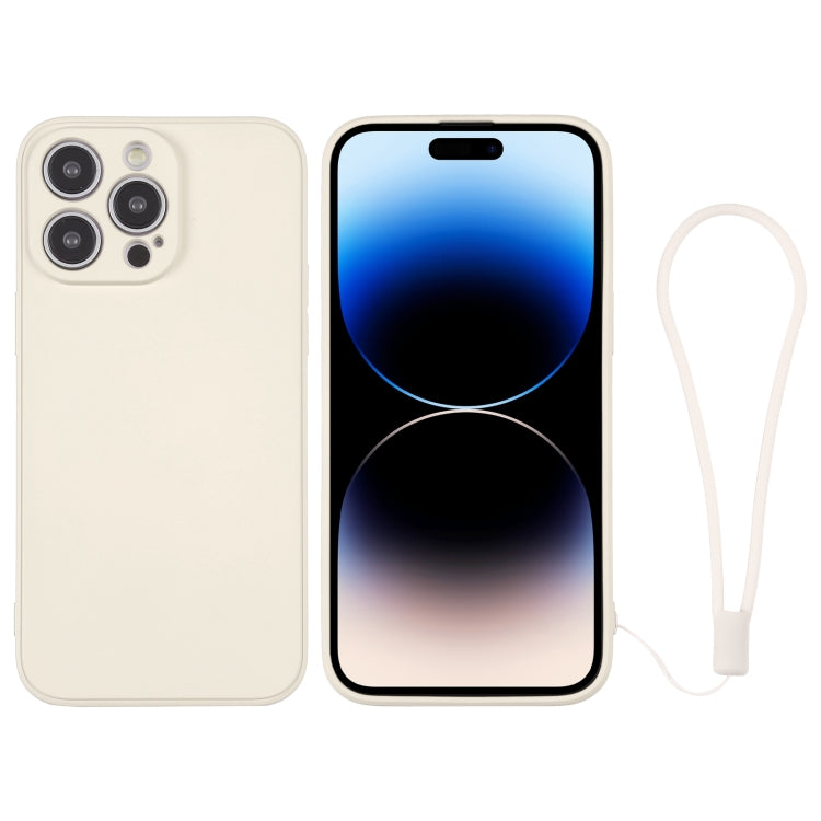 For iPhone 14 Pro Silicone Phone Case with Wrist Strap