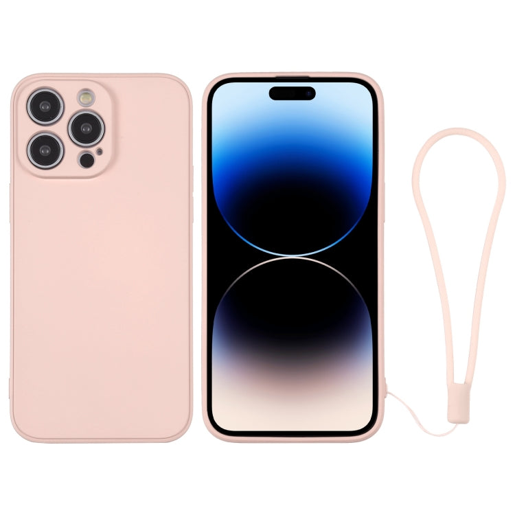 For iPhone 14 Pro Silicone Phone Case with Wrist Strap