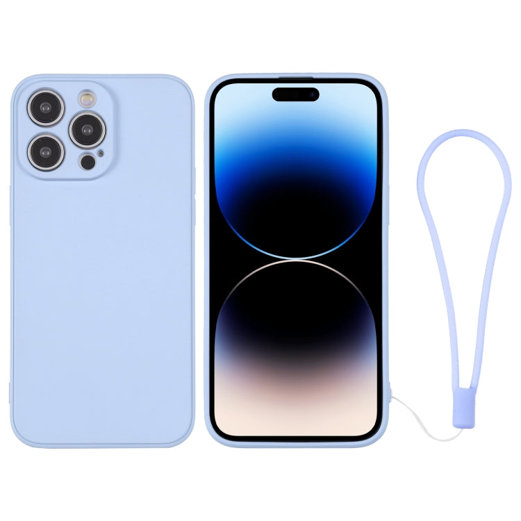 For iPhone 14 Pro Silicone Phone Case with Wrist Strap