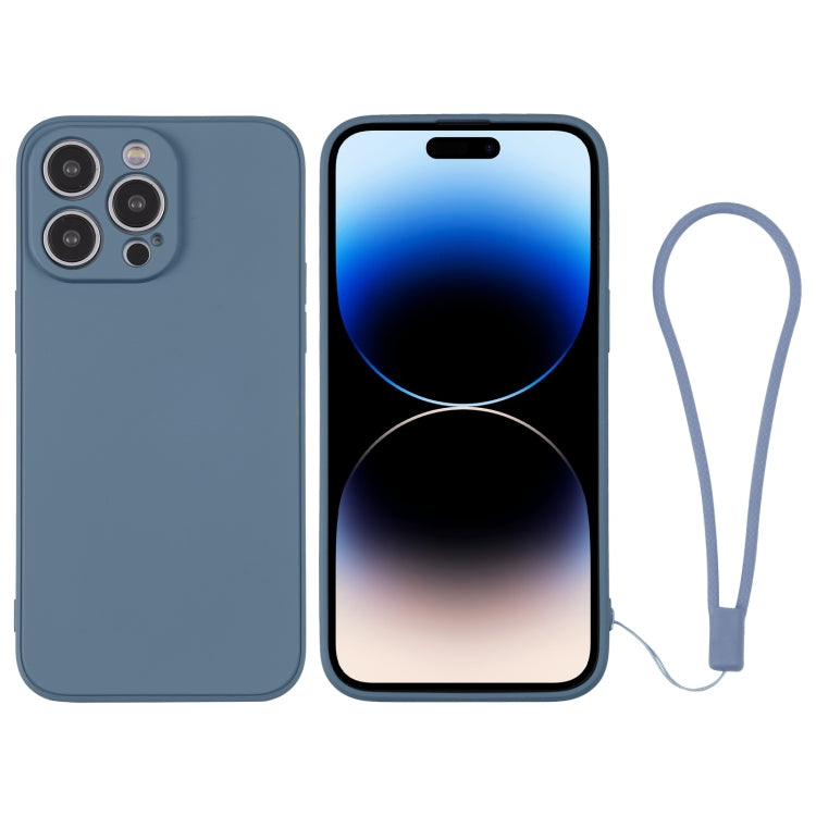 For iPhone 14 Pro Silicone Phone Case with Wrist Strap