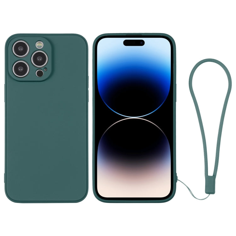 For iPhone 14 Pro Silicone Phone Case with Wrist Strap