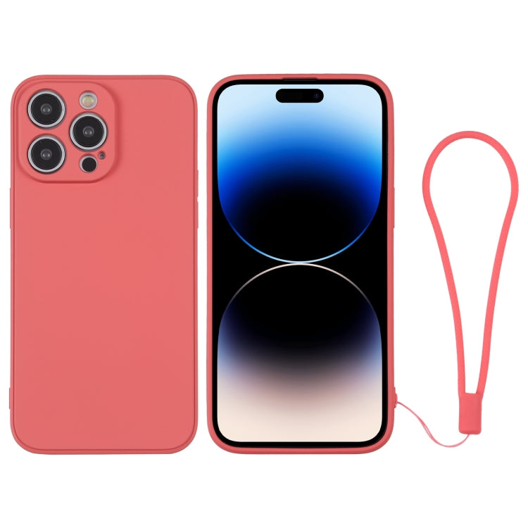 For iPhone 14 Pro Max Silicone Phone Case with Wrist Strap