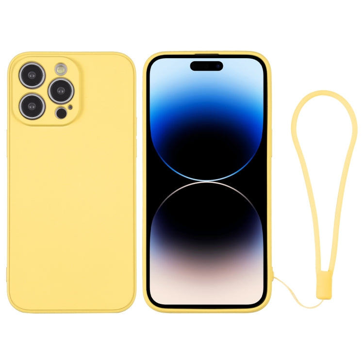 For iPhone 14 Pro Max Silicone Phone Case with Wrist Strap