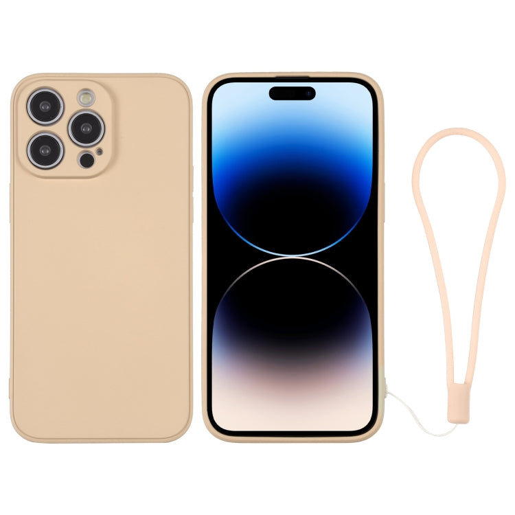 For iPhone 14 Pro Max Silicone Phone Case with Wrist Strap