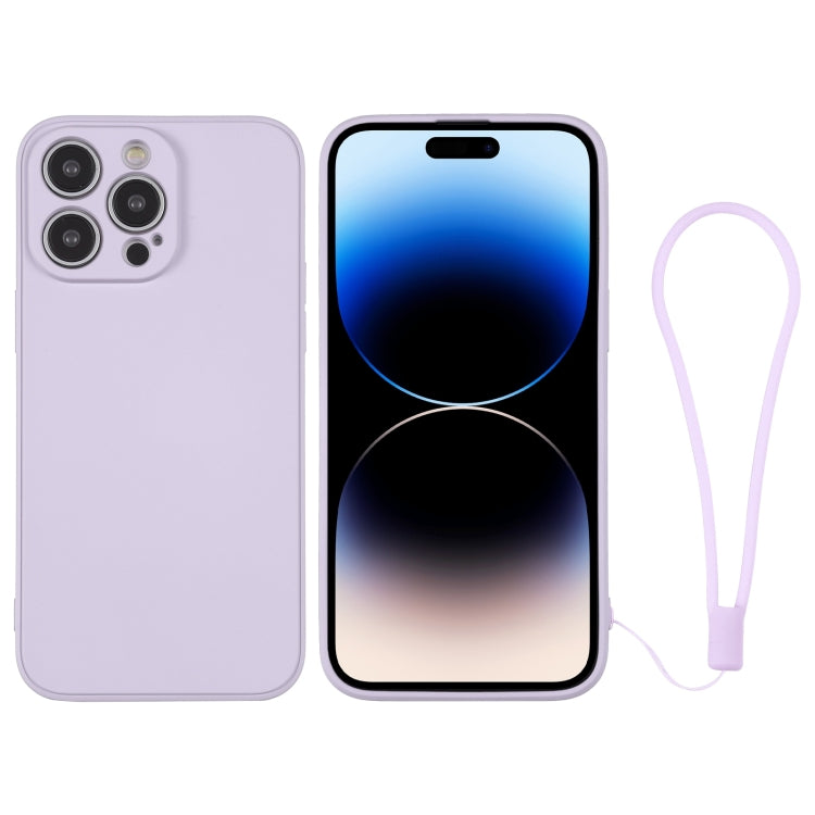 For iPhone 14 Pro Max Silicone Phone Case with Wrist Strap