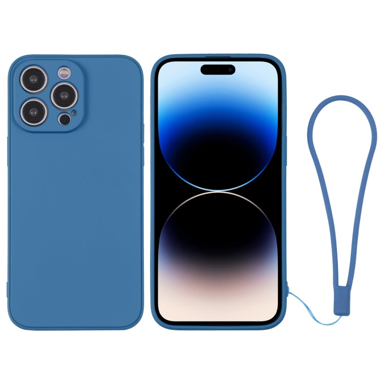 For iPhone 14 Pro Max Silicone Phone Case with Wrist Strap