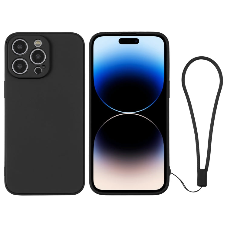 For iPhone 14 Pro Max Silicone Phone Case with Wrist Strap