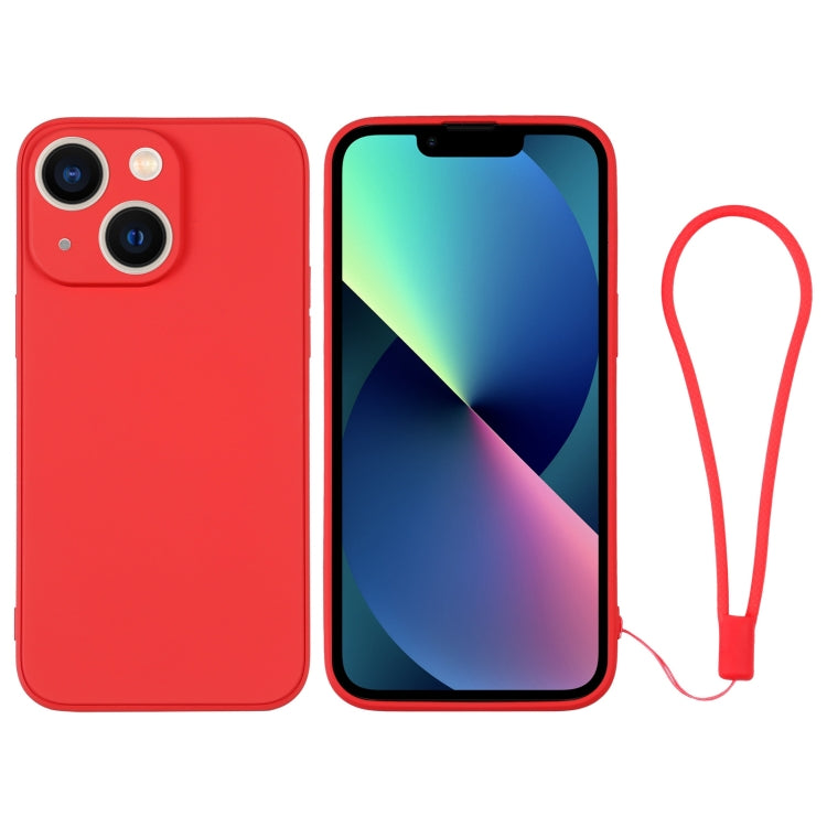 For iPhone 13 mini Silicone Phone Case with Wrist Strap
