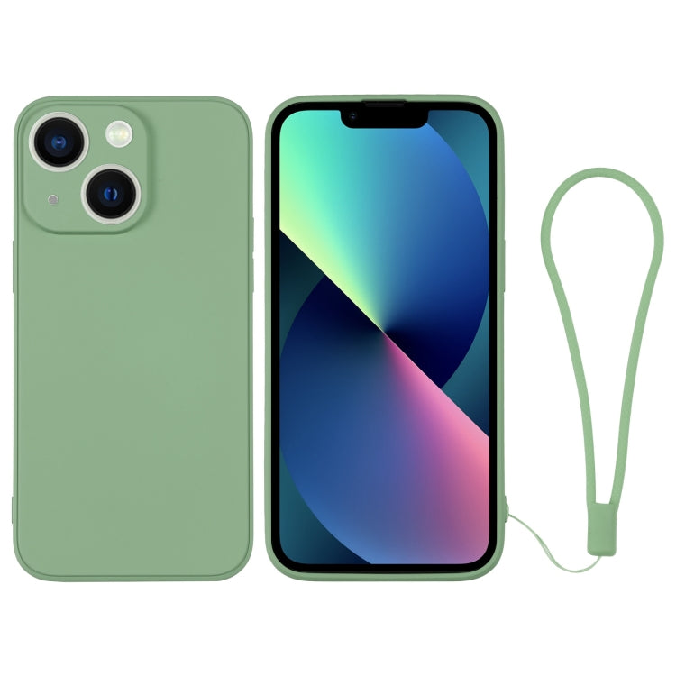 For iPhone 13 mini Silicone Phone Case with Wrist Strap