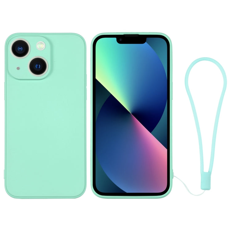 For iPhone 13 mini Silicone Phone Case with Wrist Strap
