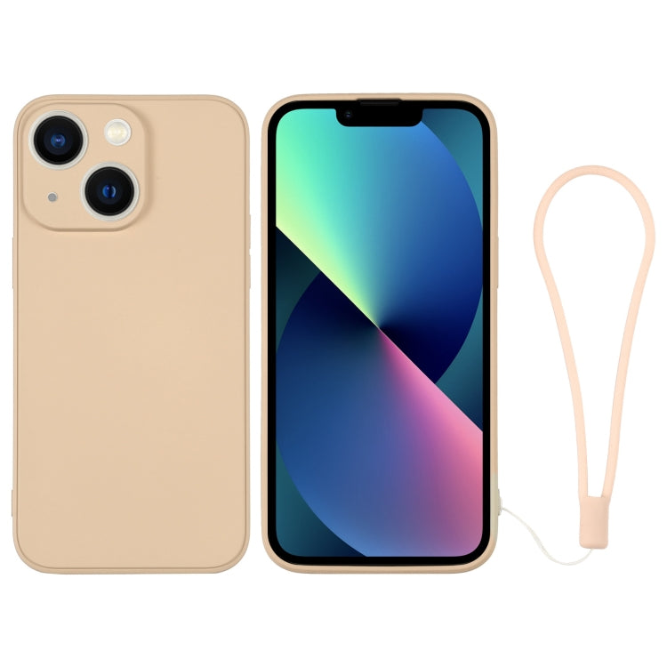 For iPhone 13 mini Silicone Phone Case with Wrist Strap