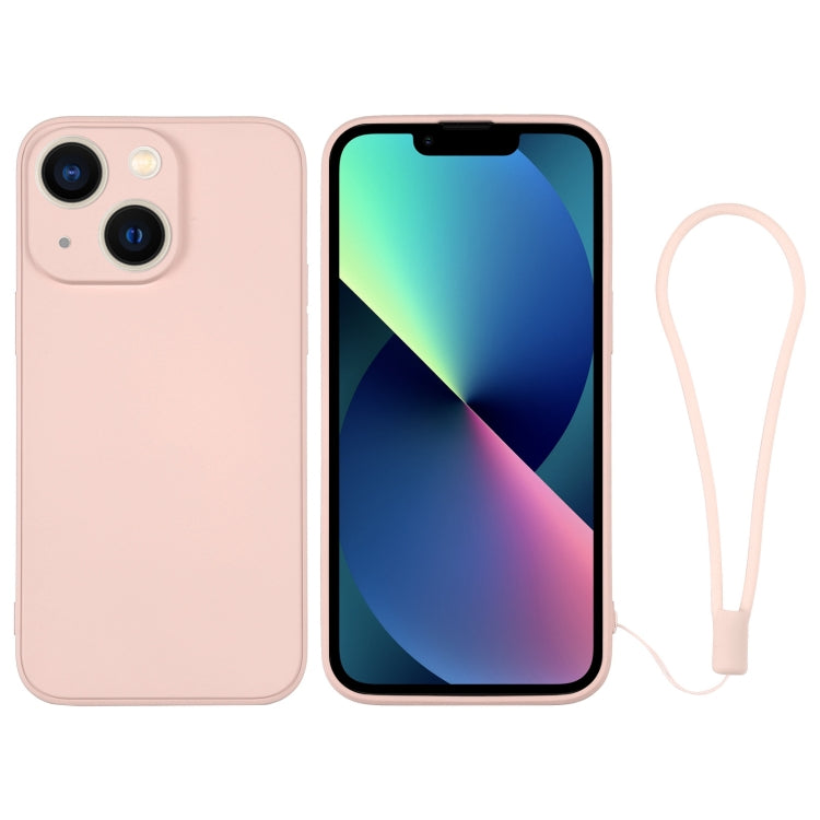 For iPhone 13 mini Silicone Phone Case with Wrist Strap