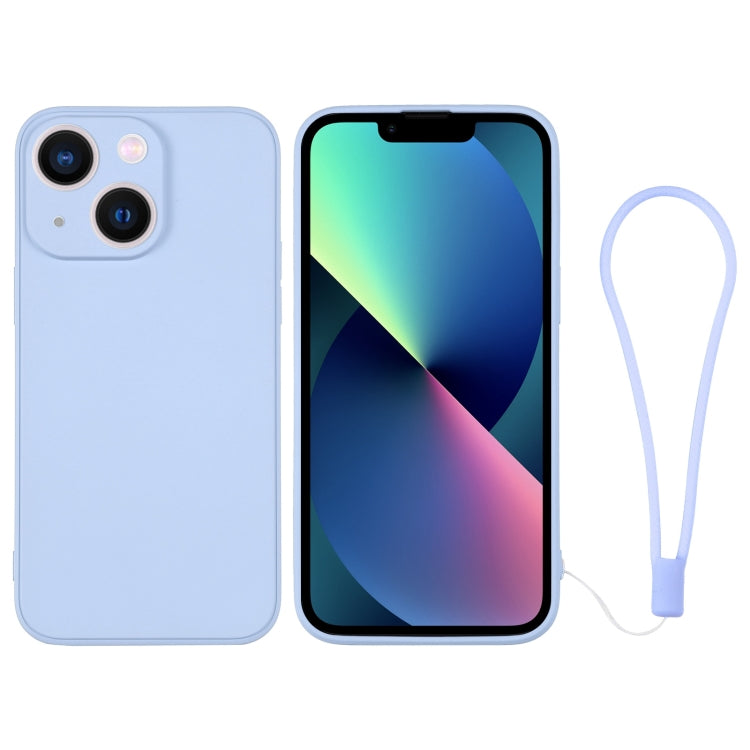 For iPhone 13 mini Silicone Phone Case with Wrist Strap