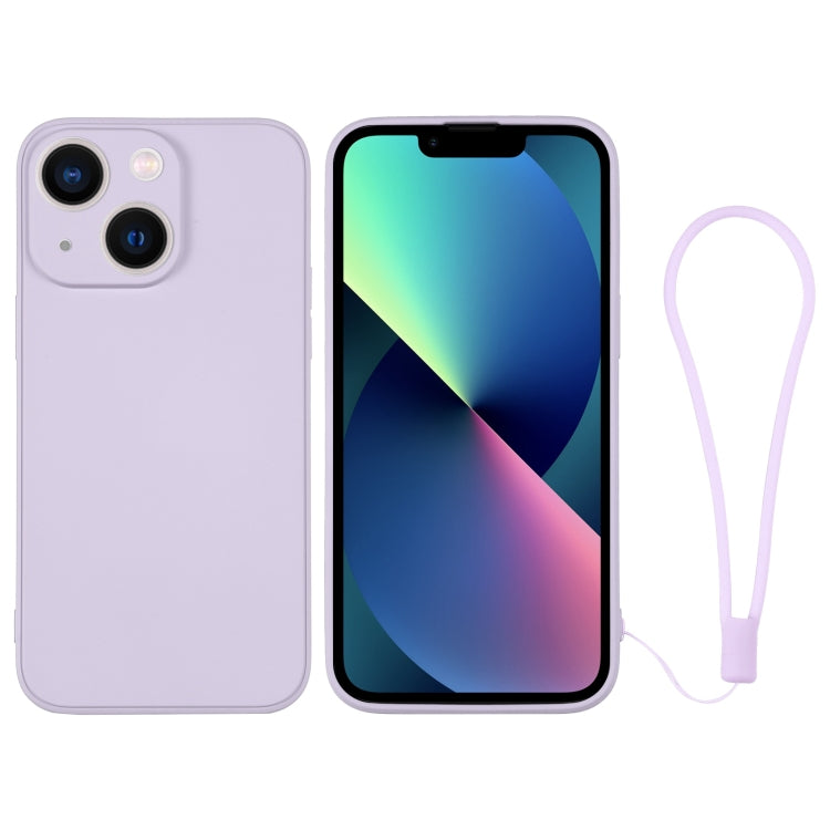 For iPhone 13 mini Silicone Phone Case with Wrist Strap