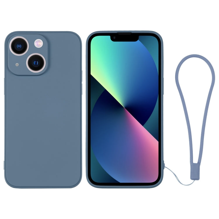 For iPhone 13 mini Silicone Phone Case with Wrist Strap
