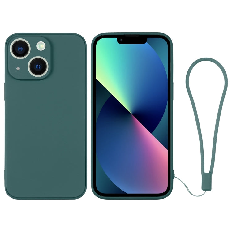 For iPhone 13 mini Silicone Phone Case with Wrist Strap