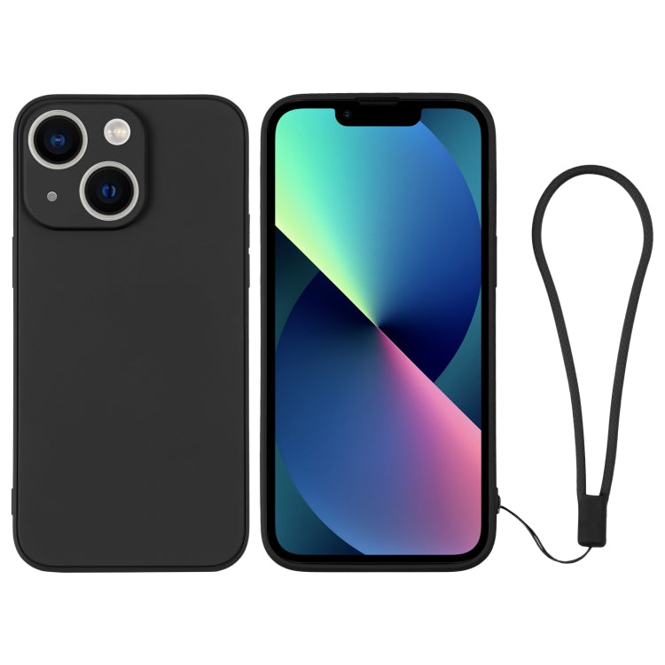 For iPhone 13 mini Silicone Phone Case with Wrist Strap