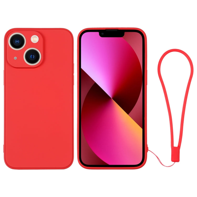 For iPhone 13 Silicone Phone Case with Wrist Strap