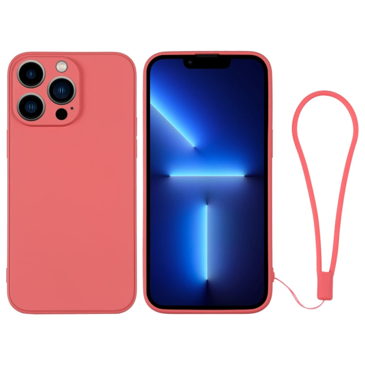 For iPhone 13 Pro Silicone Phone Case with Wrist Strap