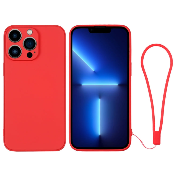 For iPhone 13 Pro Silicone Phone Case with Wrist Strap
